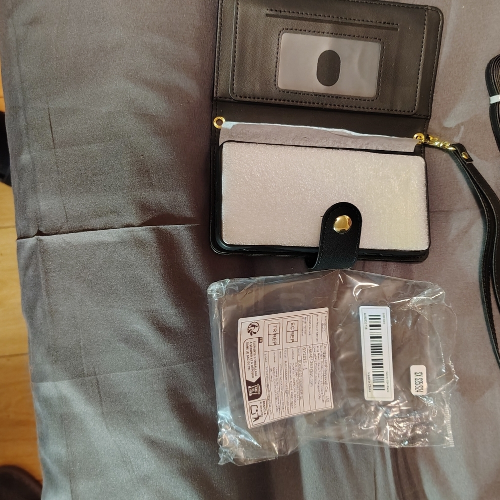 Black Phone Wallet with Strap For Samsung 2024